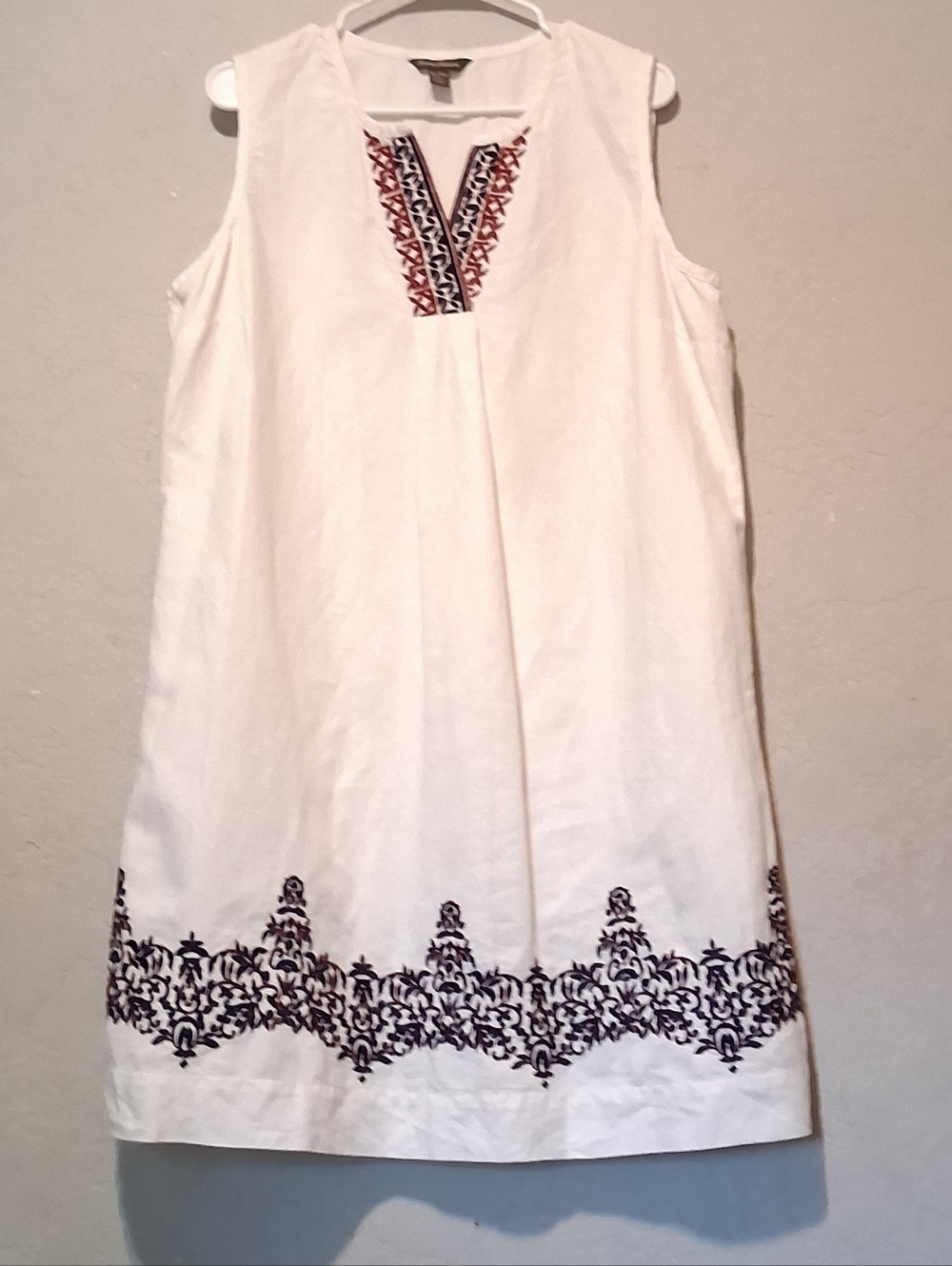 Tommy Bahama Summer Dress Linen Cotton Blend Embroidered Resort SzXL White